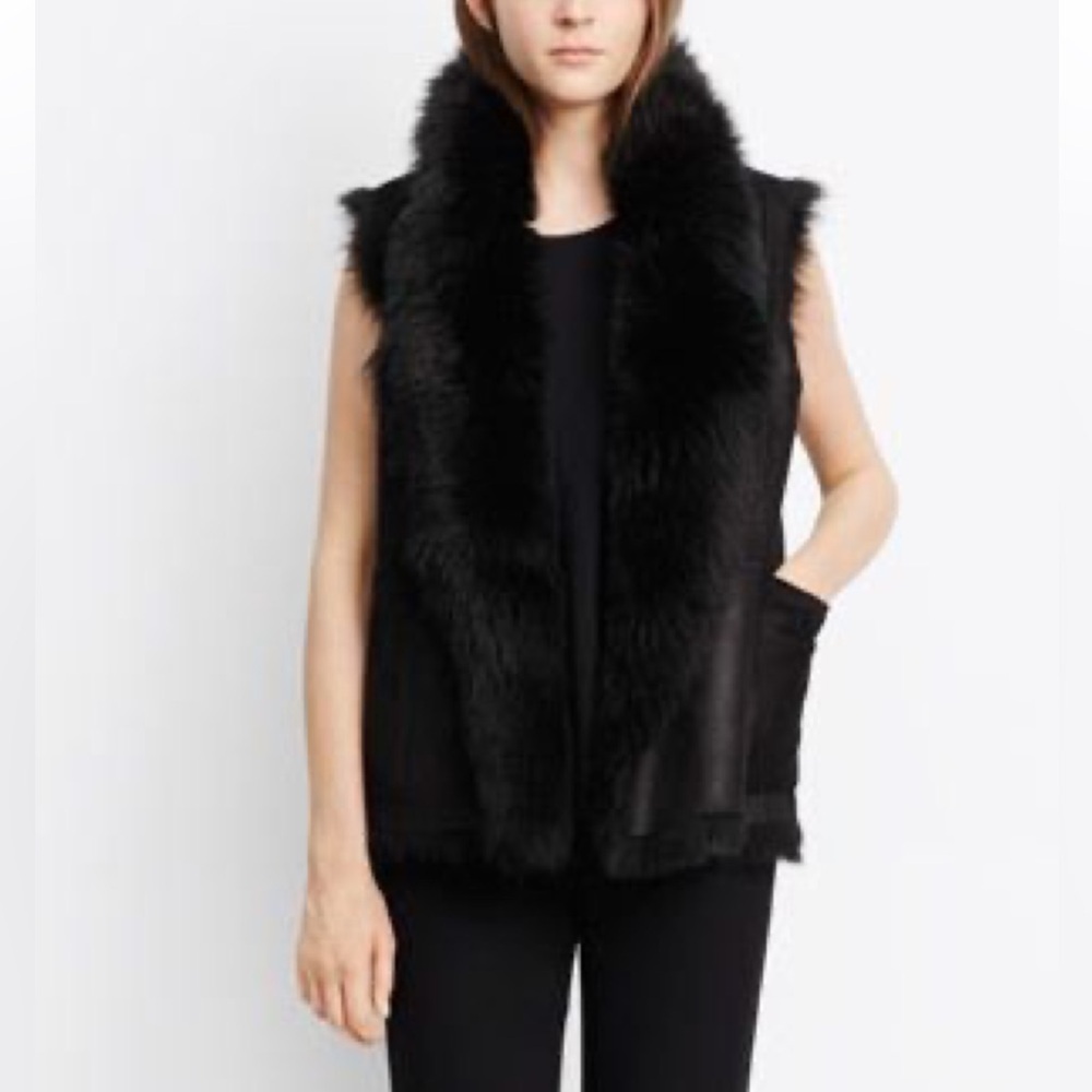 Vince 100% Spanish Toscana Shearling Lamb Reversible Fur Vest Size Small